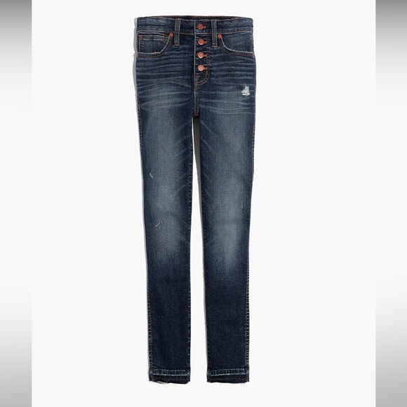 Madewell 10” High Rise Button Fly Skinny Jeans: Drop Hem Edition - Picture 6 of 13